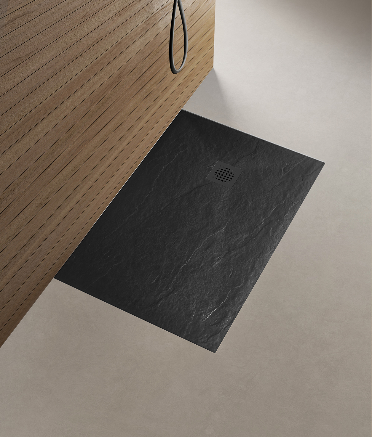 <QuerySet [<AttributeOption: Wiesbaden>]> Douchebak Stonea antislip Composiet mat zwart inkortbaar 80 x 90 x 3 cm