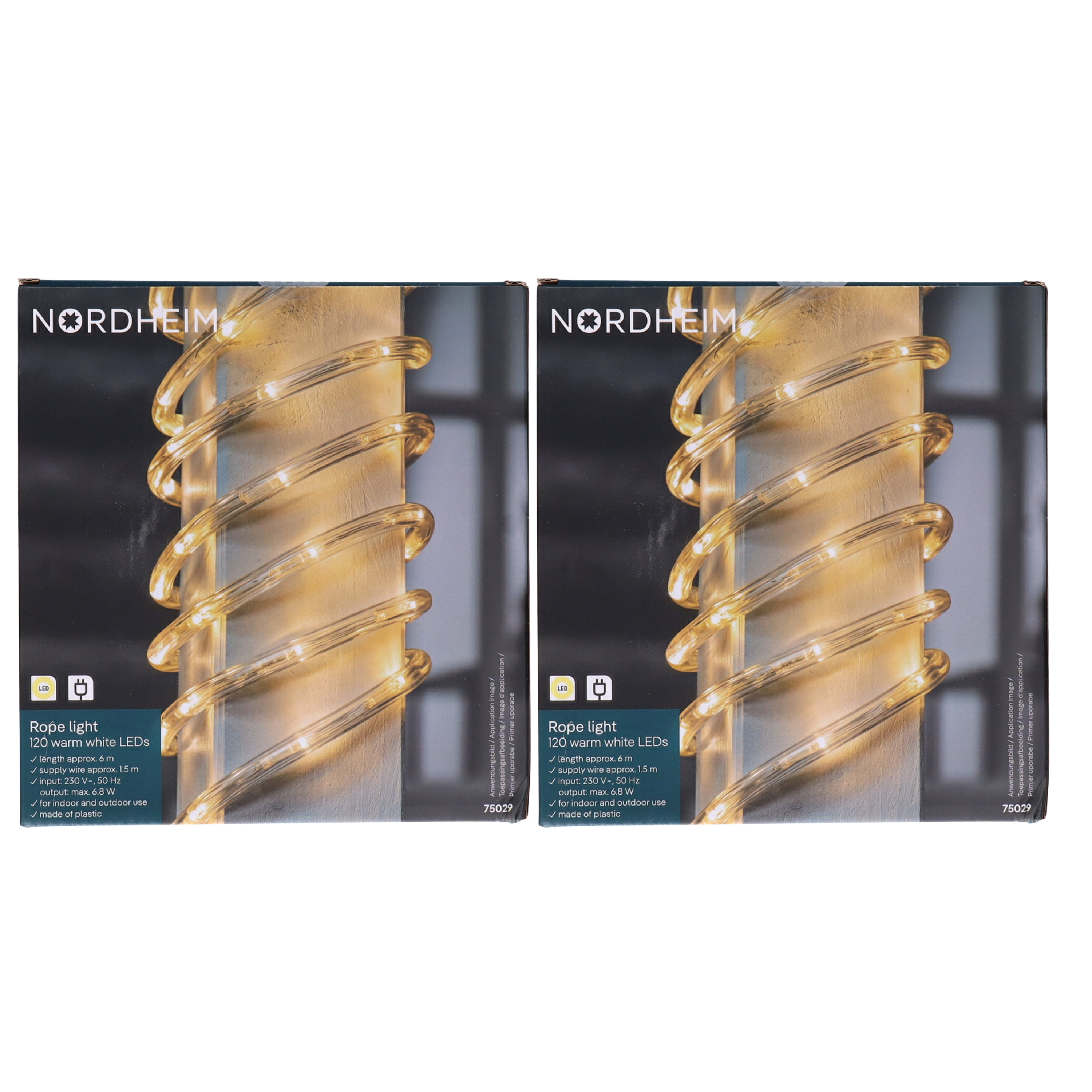 HI Lichtslang - 2x - 120 led lampjes - warm wit - 6 meter - slangverlichting - kerstverlichting -