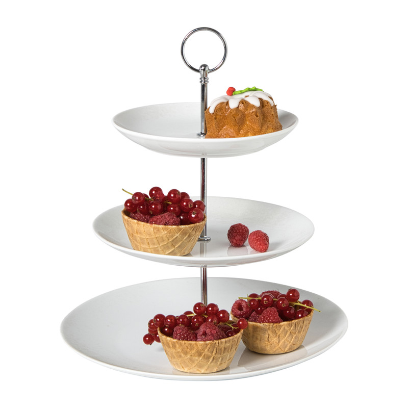 Xenos Etagère rond - wit - 16x21x26 cm