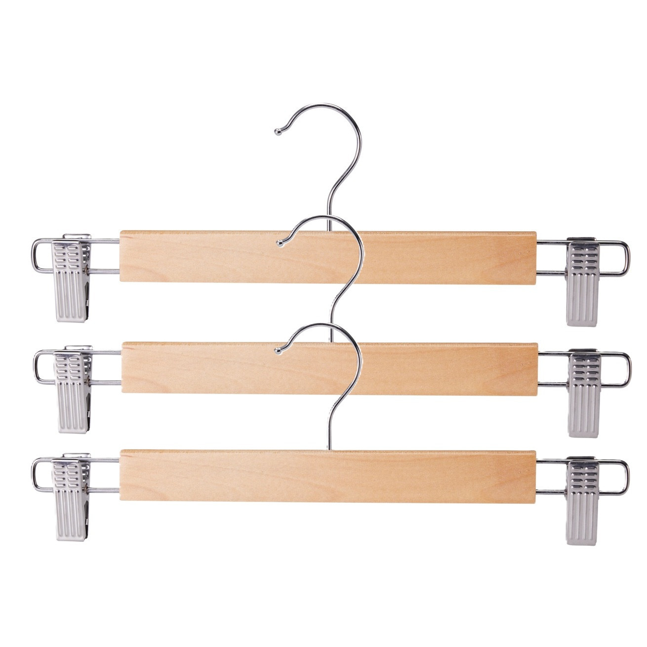 Storage Solutions Broeken/rokken kledinghangers - set 9x stuks - hout - 33 cm - naturel -