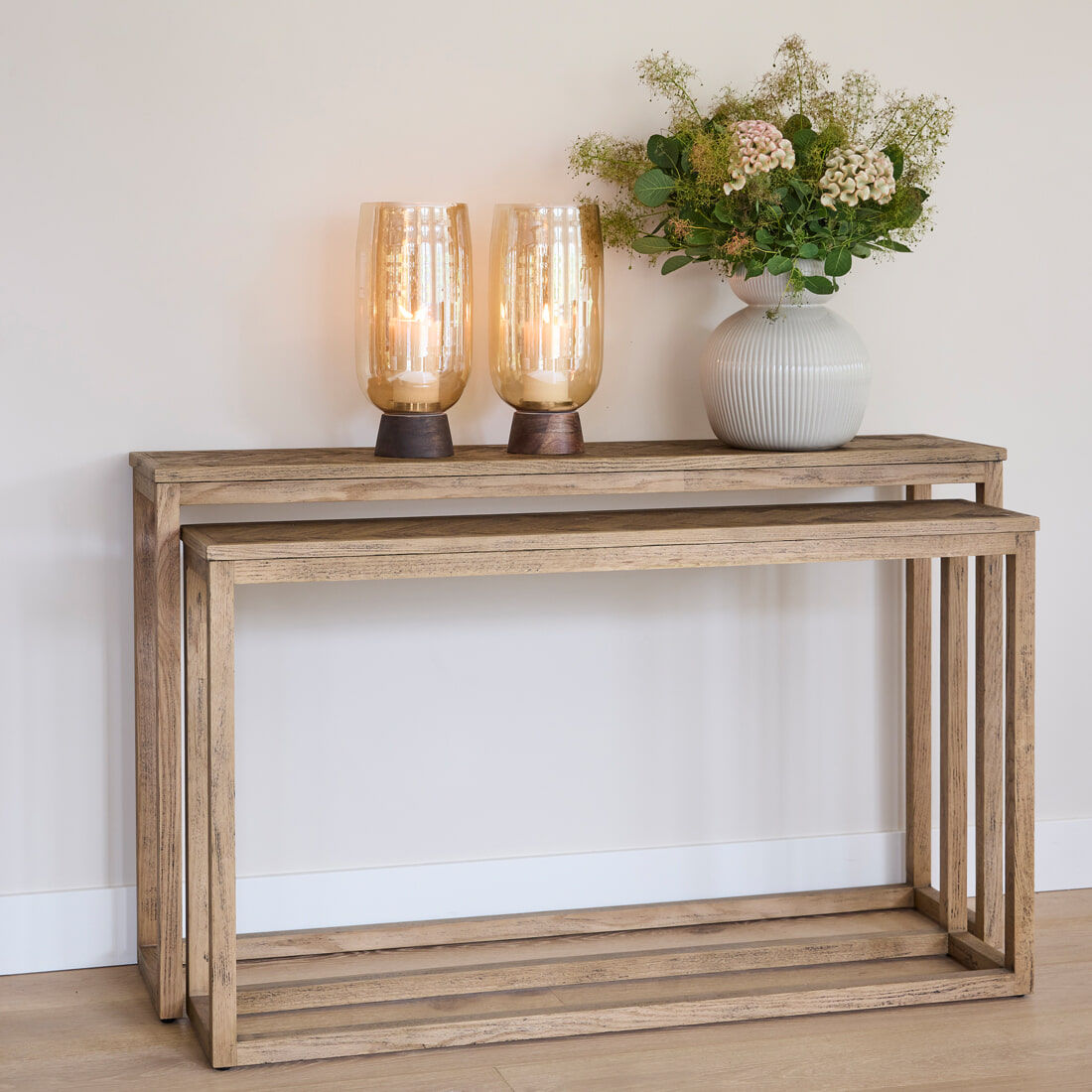 Rivièra Maison Sidetable Harbour Island Eikenhout, Set van 2 stuks - Naturel