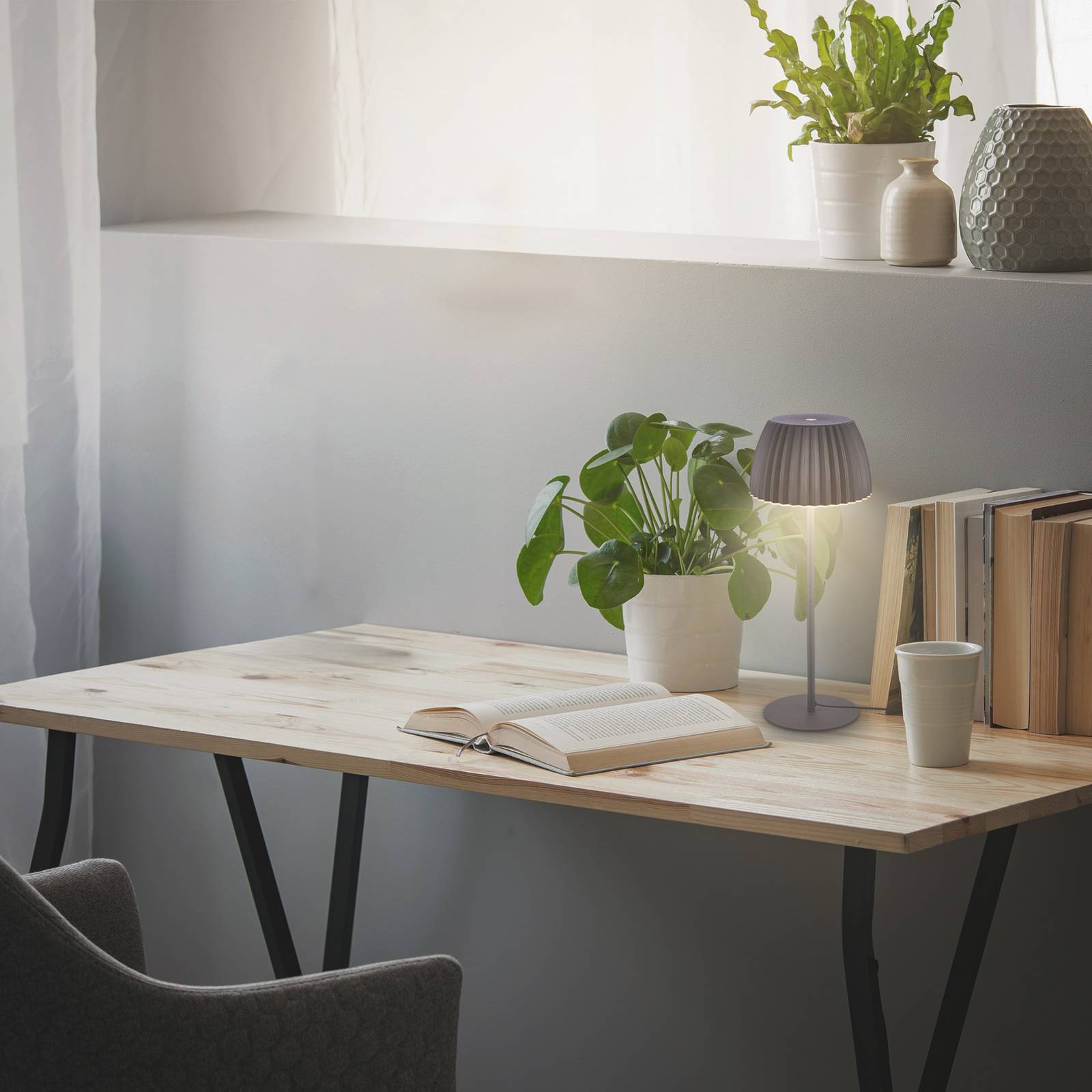 Briloner LED tafellamp Loca, antraciet, hoogte 36 cm Metaal/kunststof