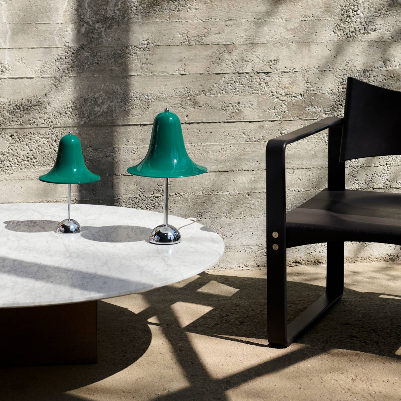 Verpan tafellamp Pantop, donker blauwgroen, hoogte 23 cm