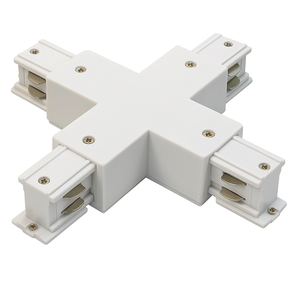 BES LED Spanningsrail Doorverbinder - Prixa - X Kruis Koppeling - 3 Fase - Wit