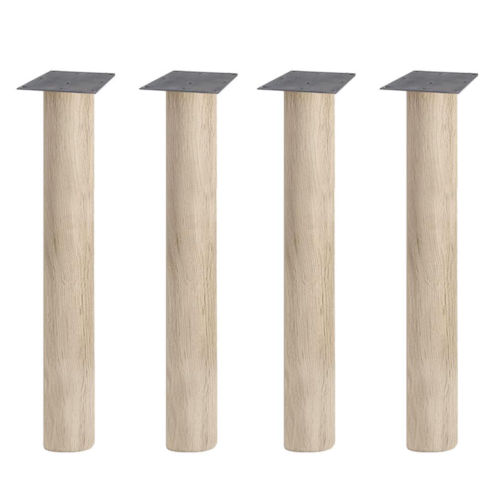 Furniture Legs Europe Eiken ronde tafelpoot 72,5 cm van massief hout Ø12 cm - set van 4 stuks
