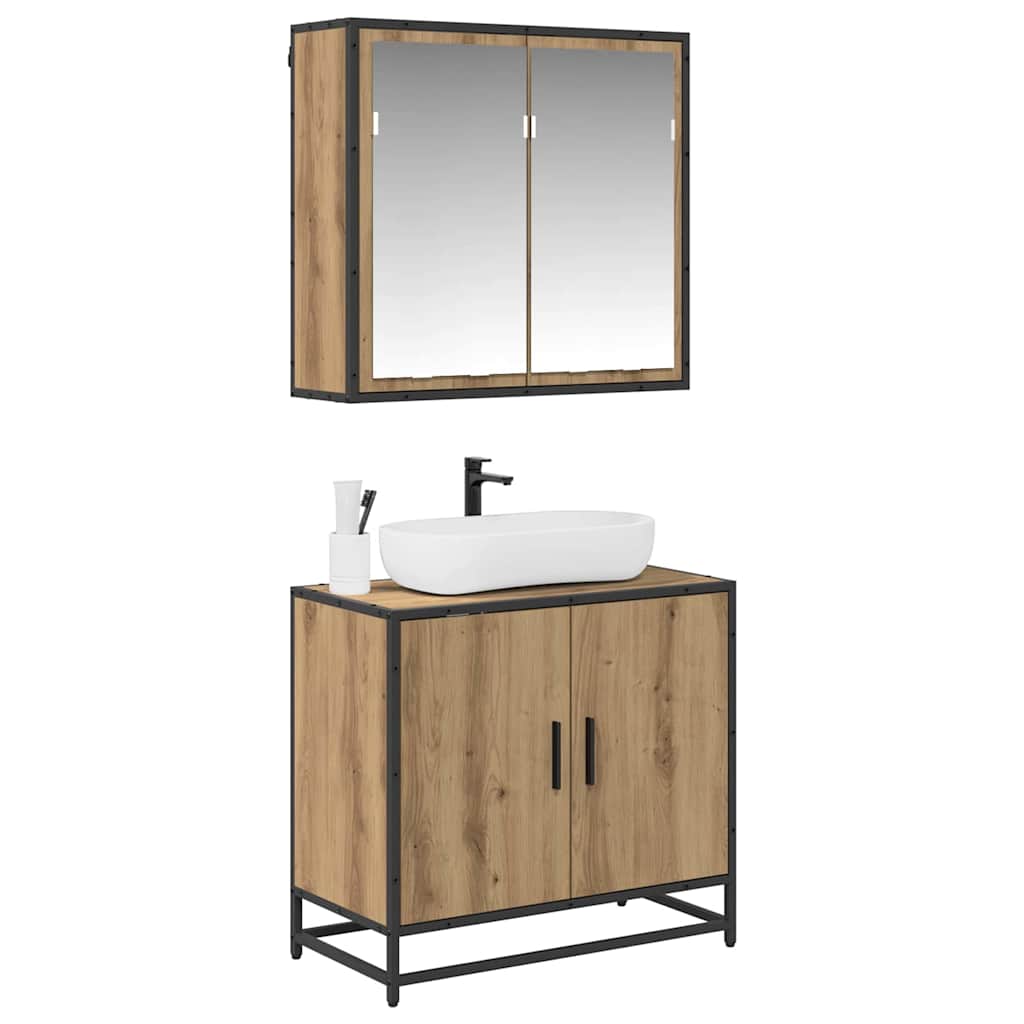 vidaXL Badkamermeubelset 2 pcs artisanaal eikenkleurig 65 x 33 x 60 cm