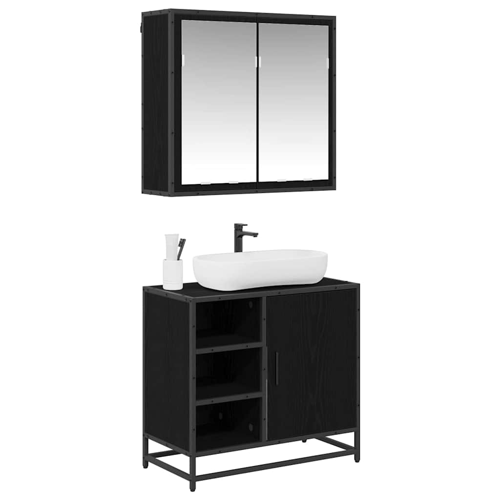 vidaXL Badkamermeubelset met opslag 2 pcs Zwart eiken 65 x 33 x 60 cm