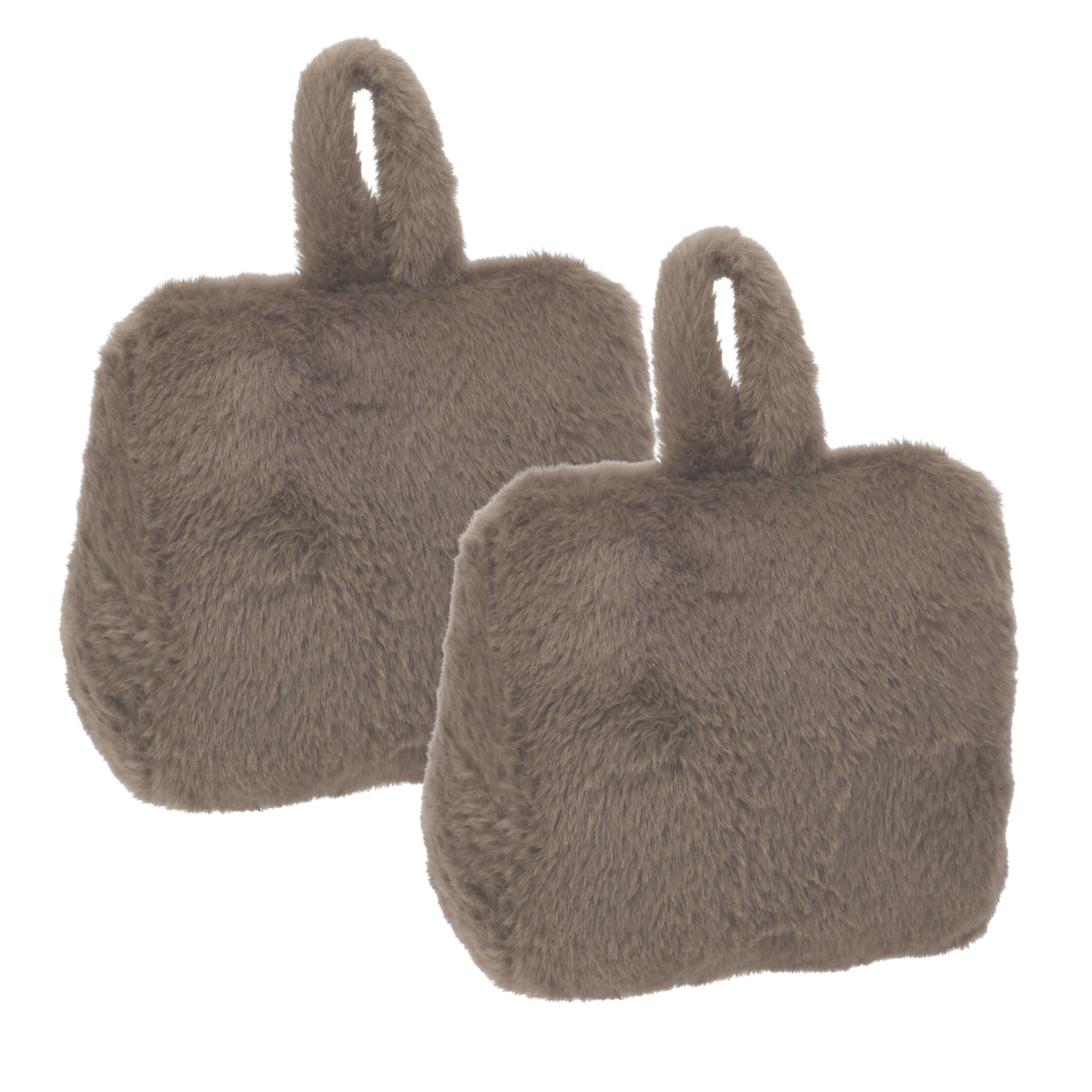 Home & Styling Fake Fur Deurstopper - 2x - 1 kg - grijs - stof - gewicht - 7 x 17 cm - deurstop -