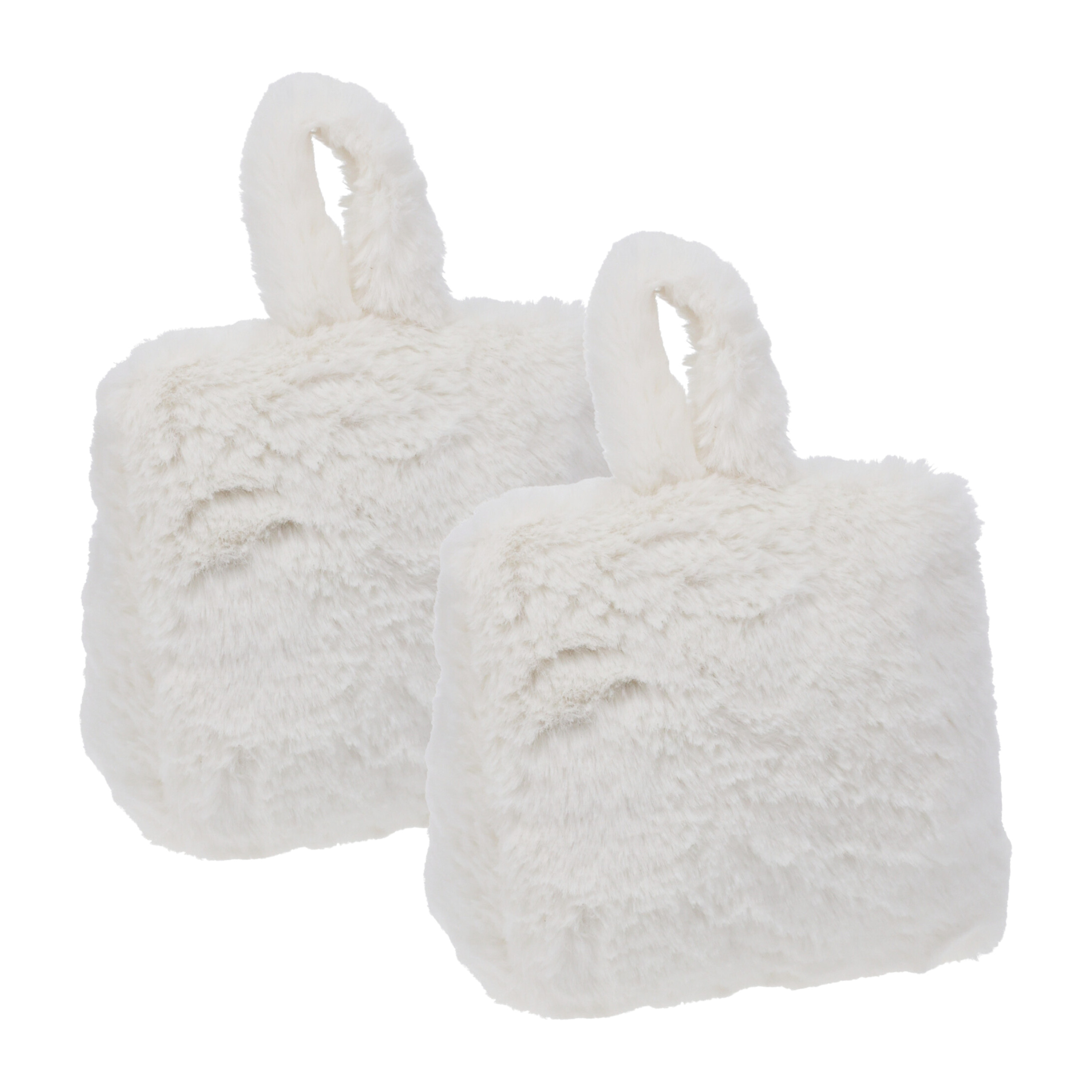 Home & Styling Fake Fur Deurstopper - 2x - 1 kg - wit - stof - gewicht - 7 x 17 cm - deurstop -