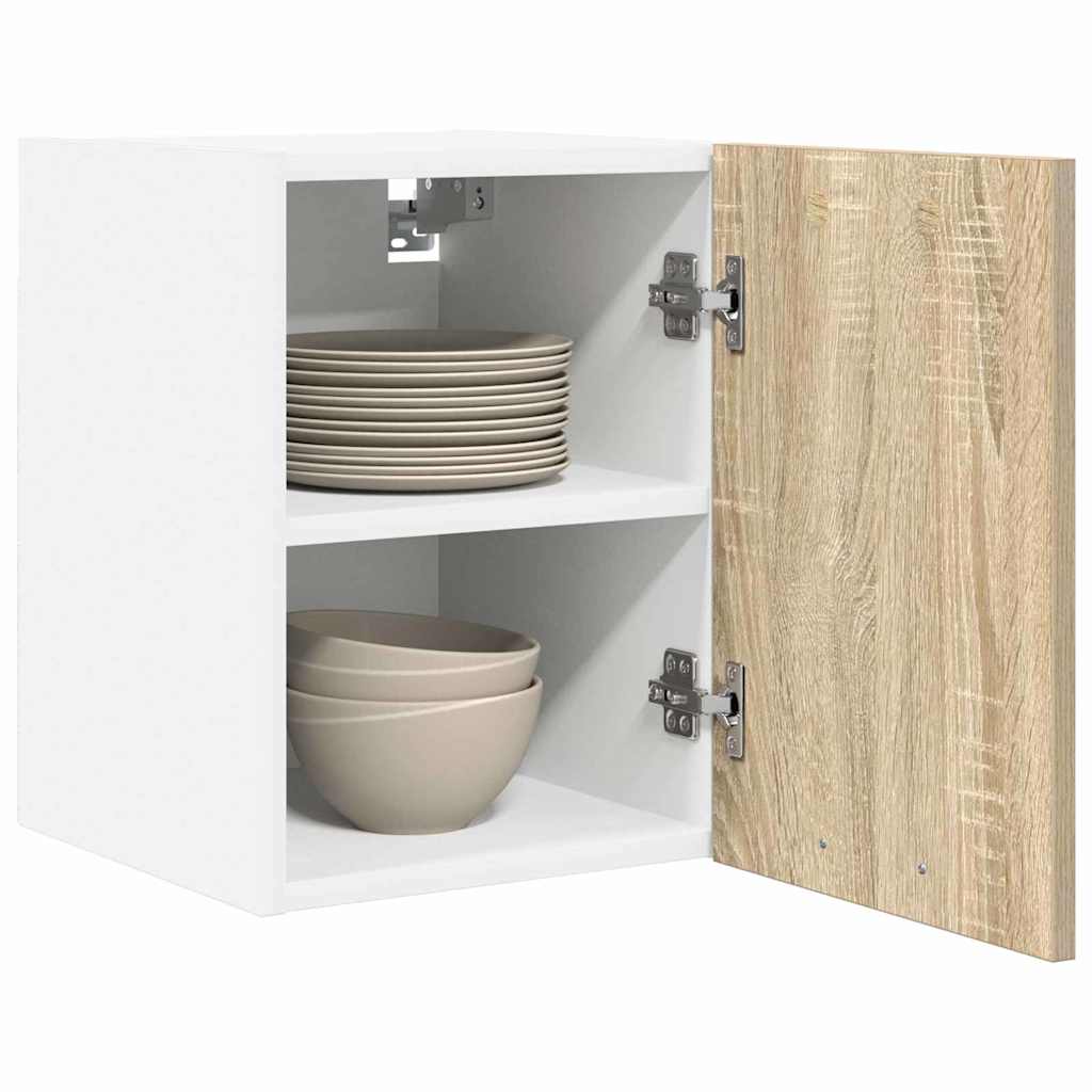 vidaXL Hangkast Riga Sonoma Eik en Wit 30 x 31 x 40 cm Bewerkt hout
