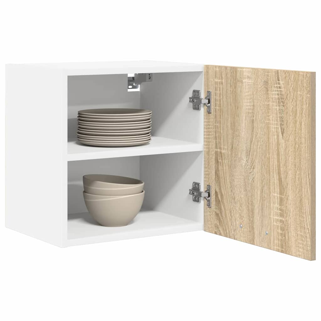 vidaXL Hangkast Riga Sonoma Eik en Wit 40 x 31 x 40 cm Bewerkt hout