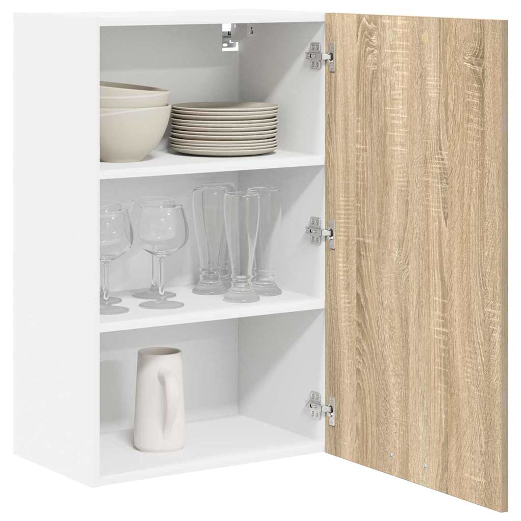 vidaXL Hangkast Riga Sonoma Eik en Wit 50 x 31 x 80 cm Bewerkt hout