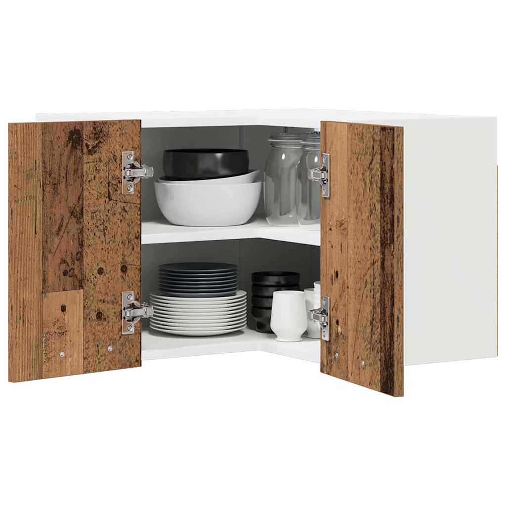 vidaXL Hangkast Riga Oude Hout en Wit 57 x 57 x 40 cm Bewerkt hout