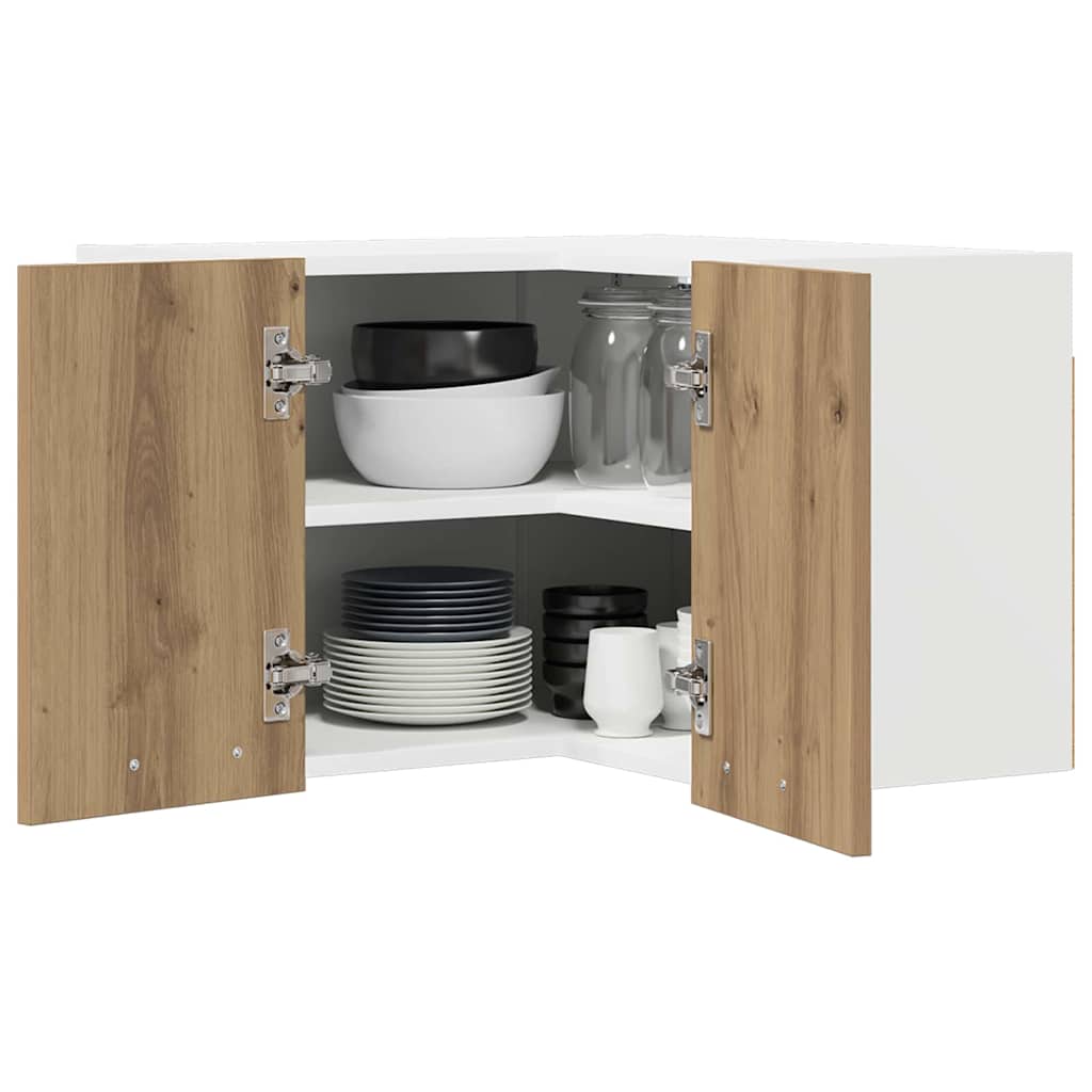 vidaXL Hangkast Riga Ambachtelijke Eik en Wit 57 x 57 x 40 cm