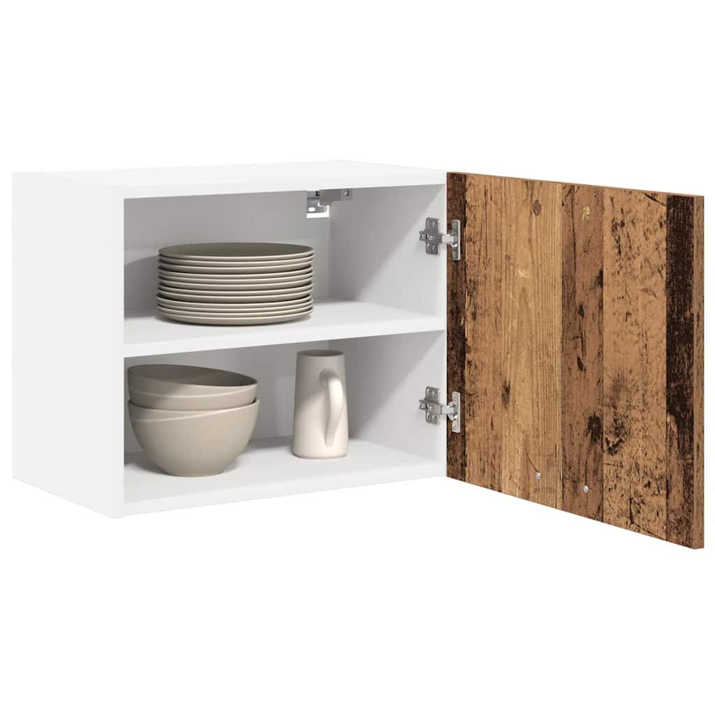 vidaXL Hangkast met plank Riga 2 pcs Oude Hout en Wit 50 x 31 x 40 cm