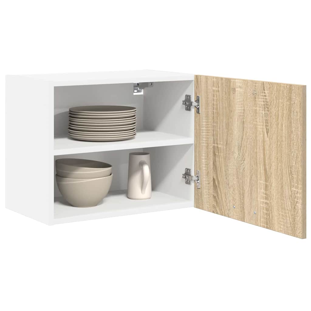 vidaXL Hangkast met plank Riga 2 pcs Sonoma Eik en Wit 50 x 31 x 40 cm