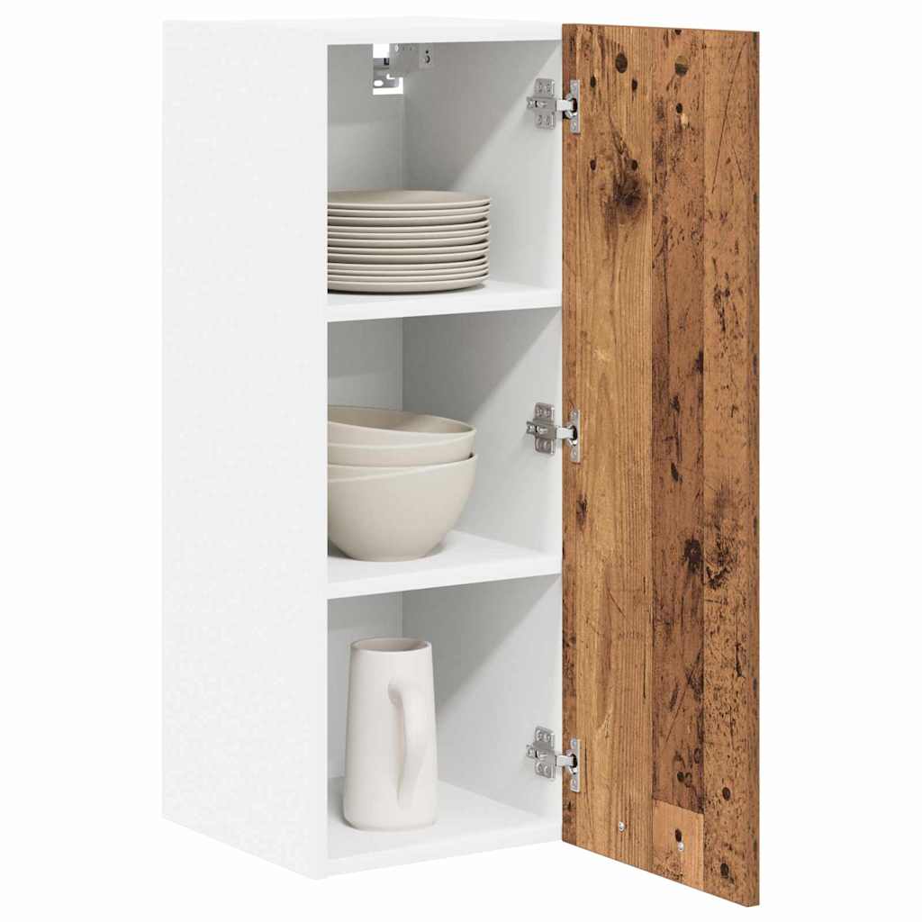 vidaXL Hangkast met plank Riga 2 pcs Oude Hout en Wit 30 x 31 x 80 cm