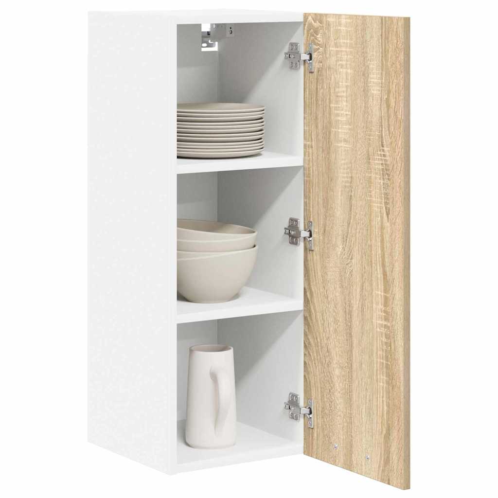 vidaXL Hangkast met plank Riga 2 pcs Sonoma Eik en Wit 30 x 31 x 80 cm