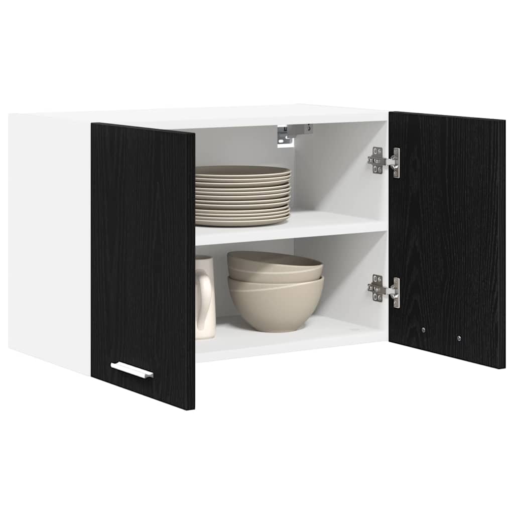 vidaXL Hangkast met plank Riga 2 pcs Zwarte Eik en Wit 60 x 31 x 40 cm