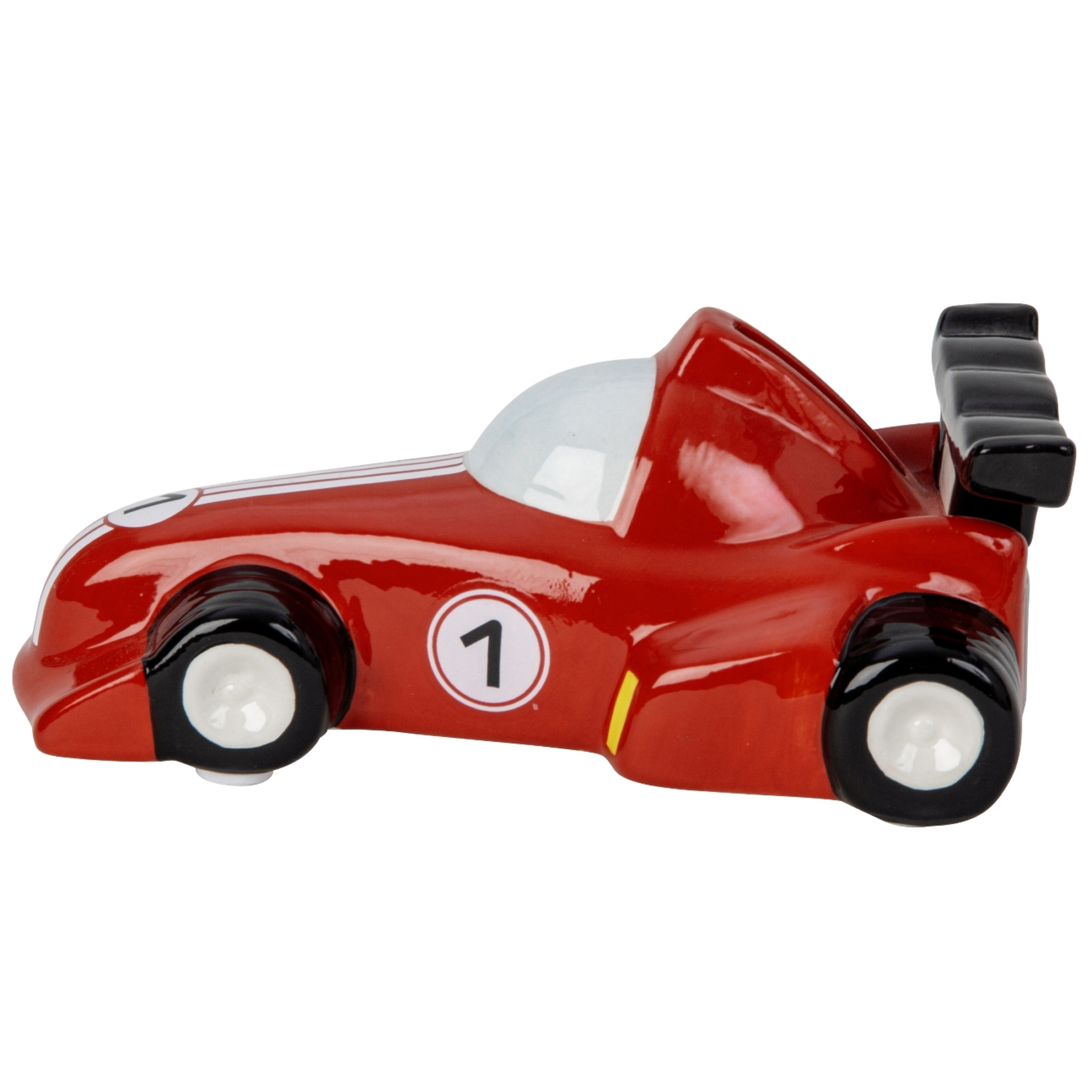 Merkloos Spaarpot voor kind/volwassenen - racewagen/auto thema - keramiek - rood - 16 x 7 cm -