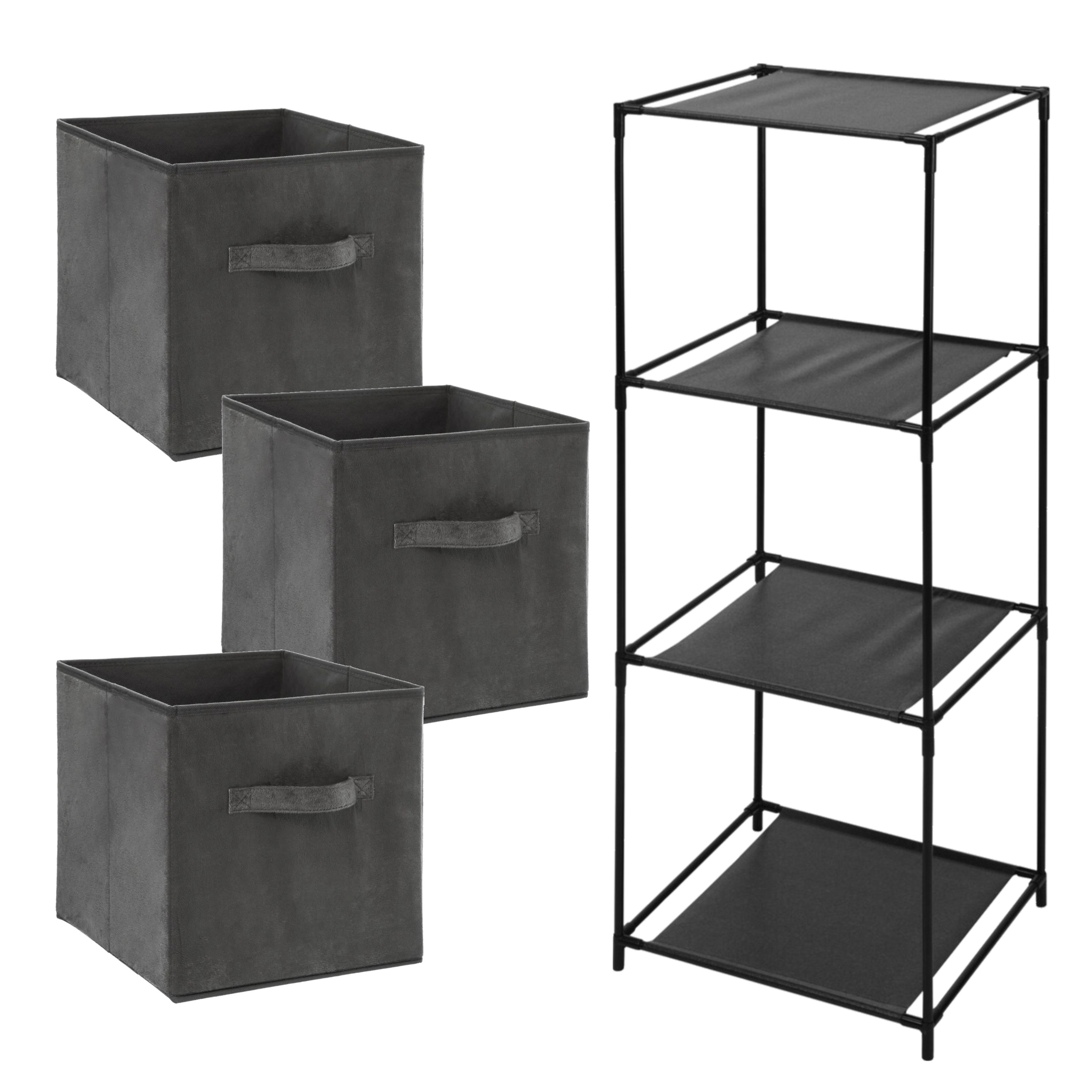 5five Opbergkastje Smartrack met kastmanden - 3x mandjes van stof - donkergrijs - x cm -