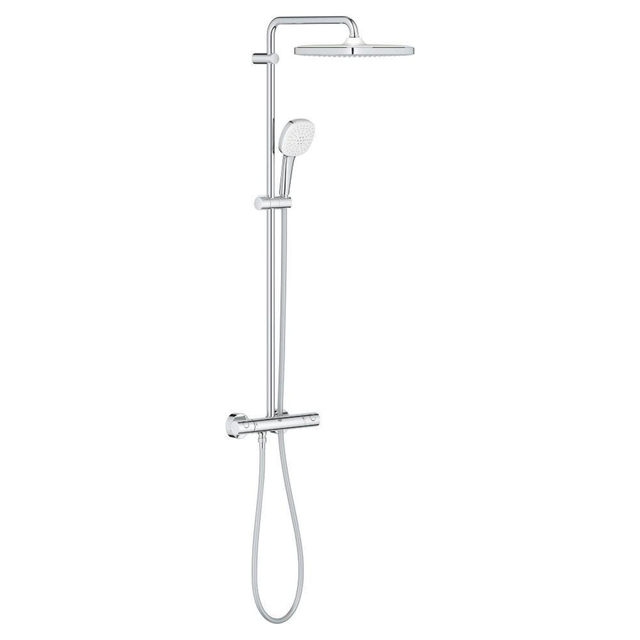 Grohe Tempesta 250 Cube Regendoucheset - hoofddouche 25cm - vierkante handdouche - 2 straalsoorten - met thermostaatkraan - chroom 26689001