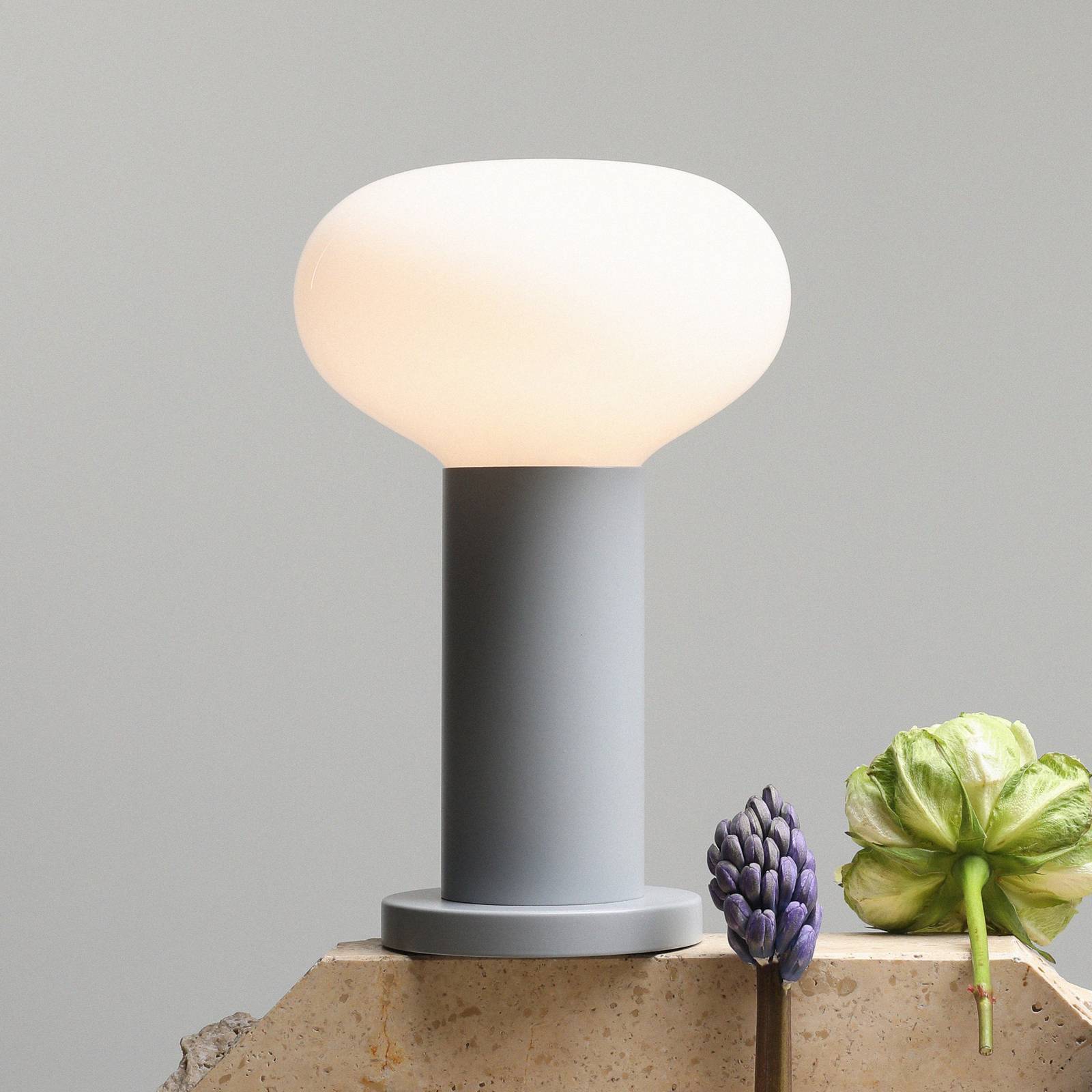 ALDEX Tafellamp Flo, grijs, Ø 19 cm, glas