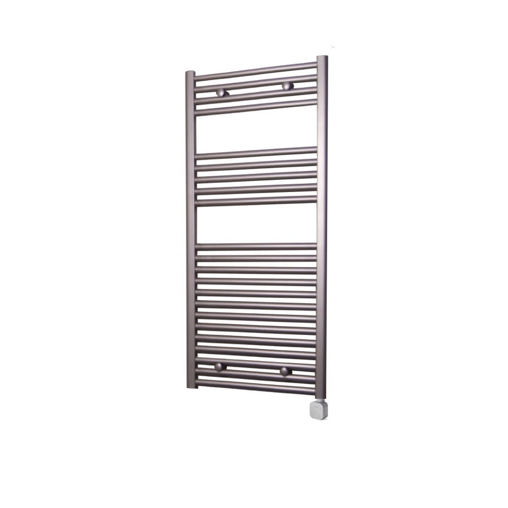 Sanicare Electrische Wifi Radiator  HPW Carini 111,8x45 cm Inox-look Met Thermostaat Zilver Rechtsonder