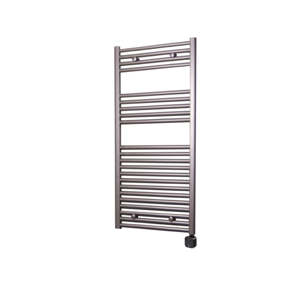 Sanicare Electrische Wifi Radiator  HPW Carini 111,8x45 cm Inox-look Met Thermostaat Zwart Rechtsonder