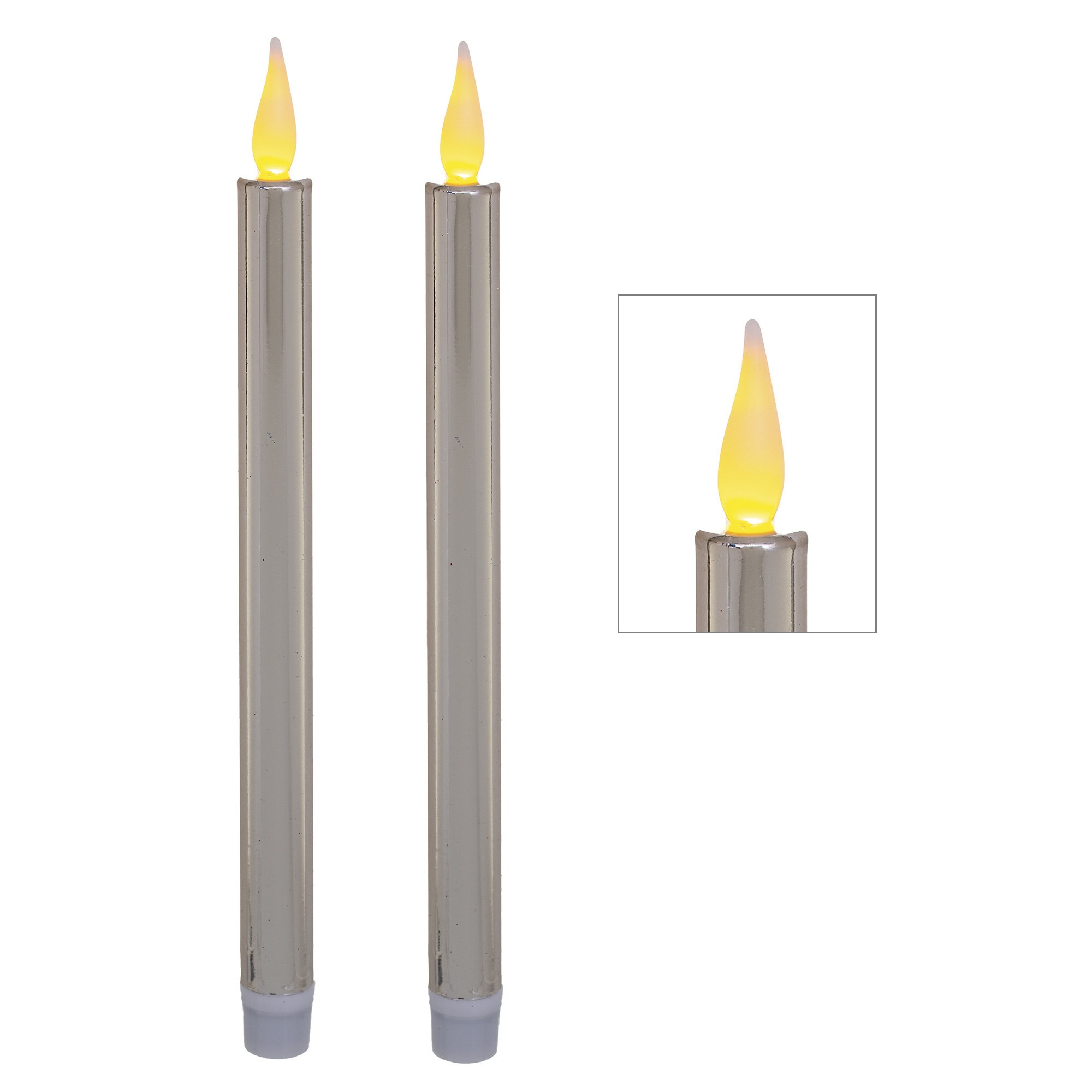 Feeric lights & Christmas Feeric lights LED dinerkaarsen - met zilveren glitters - 27 cm - dunne kaarsen - kerststukje -