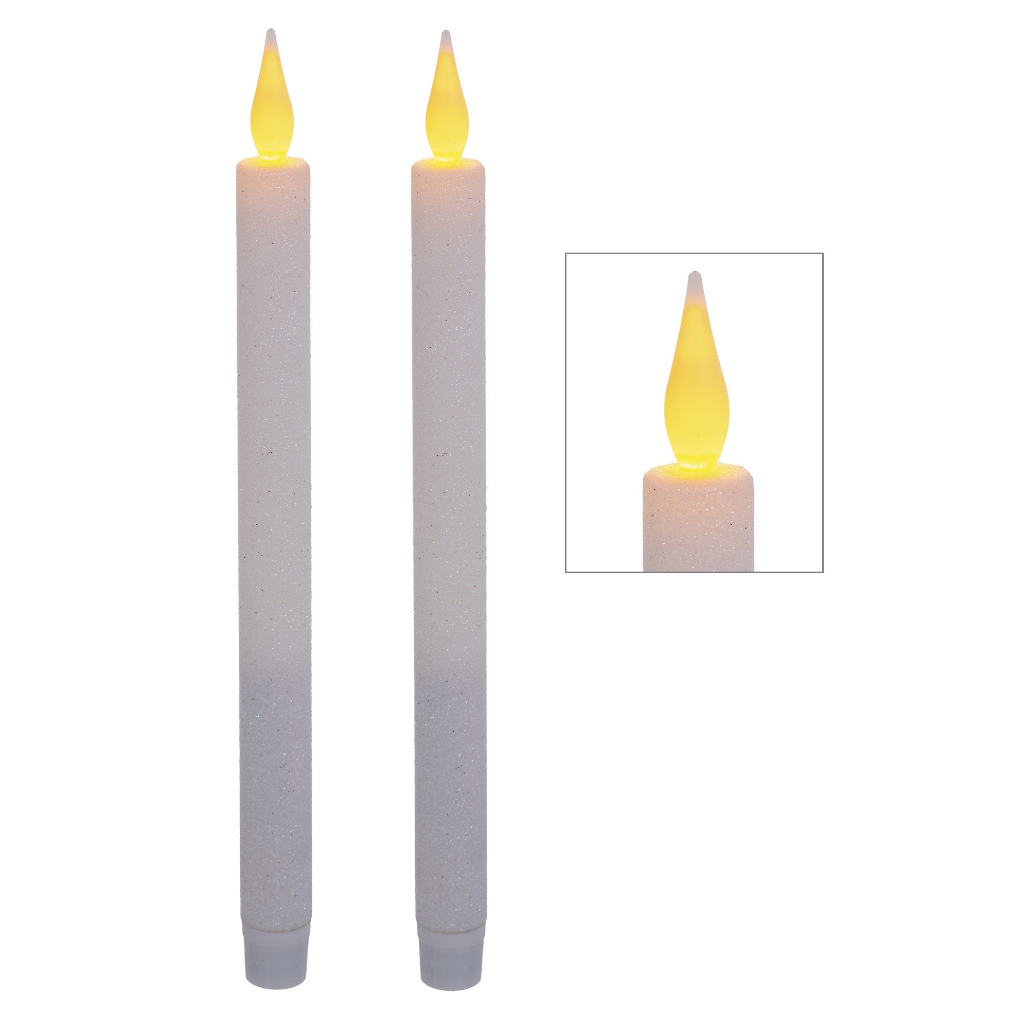 Feeric lights & Christmas Feeric lights LED dinerkaarsen - wit met glitters - 27 cm -