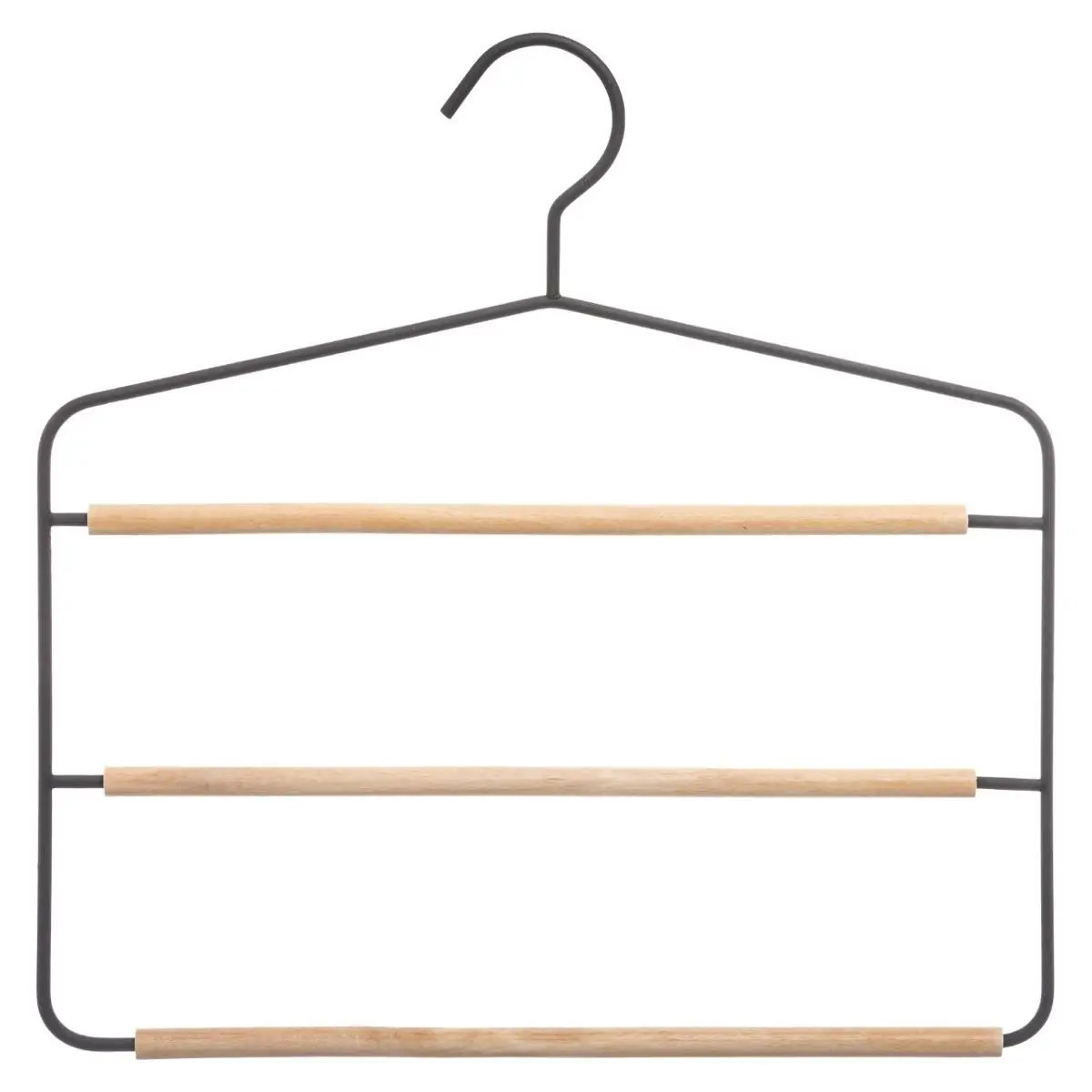 5five Luxe kledinghanger/broekhanger voor 3 broeken - zwart - 35 x cm - Kledingkast hangers -