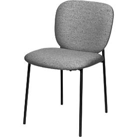 Meet_by_Paperflow meet by Paperflow TWIST bezoekersstoel, gestoffeerd, frame zwart, bekleding grijs bouclé, set van 2