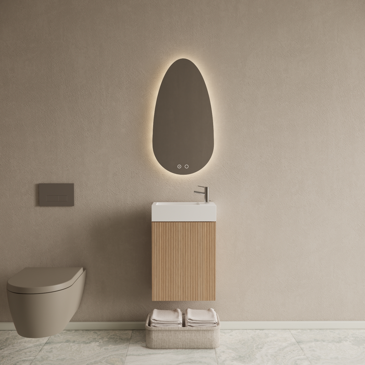 Gliss Design Toiletmeubel Set  Riga Licht Eiken Japandi Fontein Glans Wit