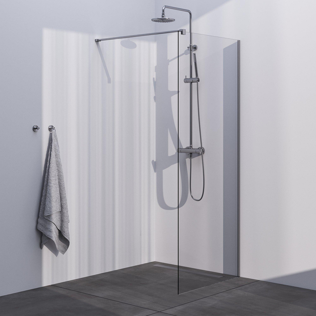 Brauer Season Inloopdouche - helder glas - 90x200cm - geborsteld RVS GS-SEIC1H90200NG