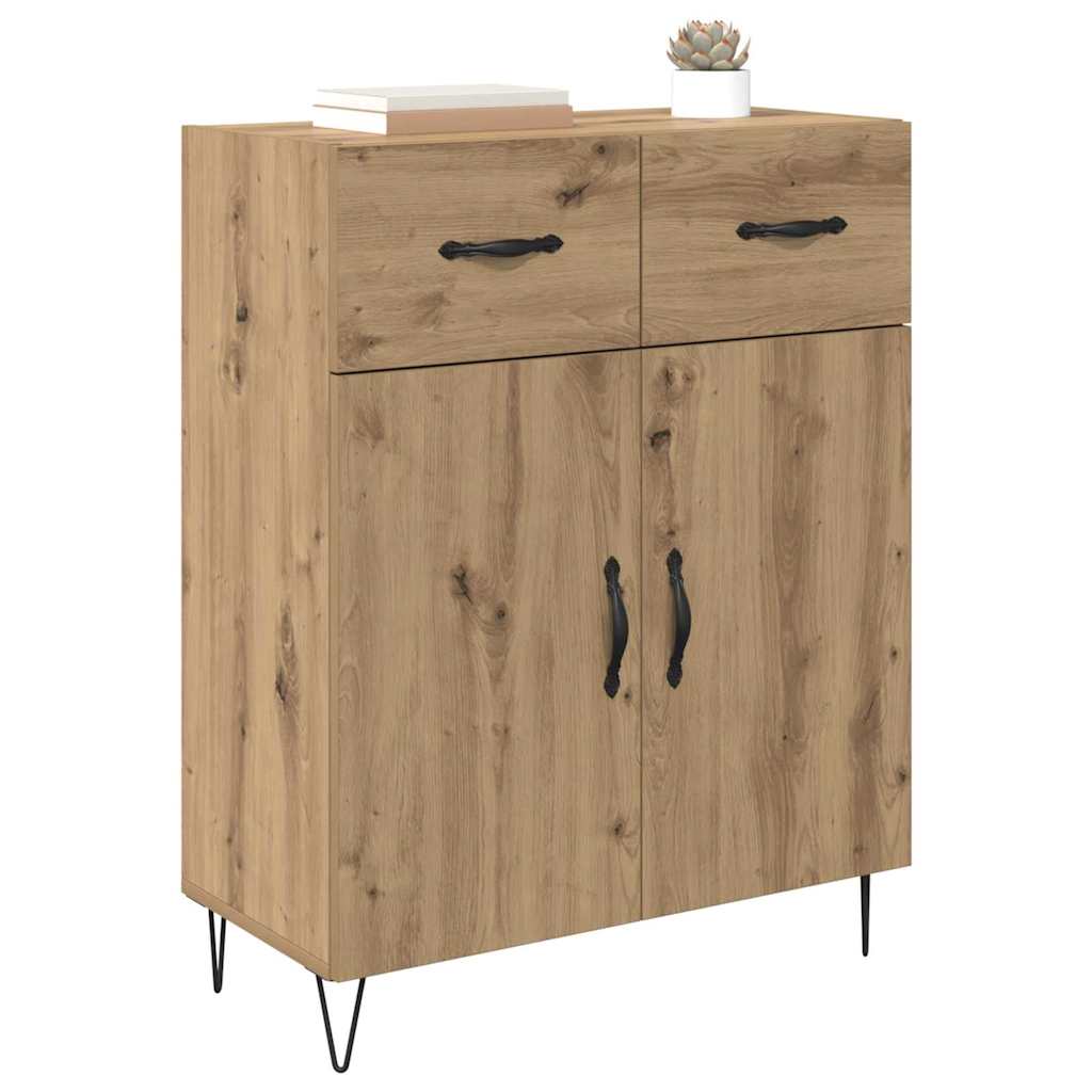 vidaXL Dressoir met lade Artisan Eiken 69,5 x 34 x 90 cm Bewerkt hout