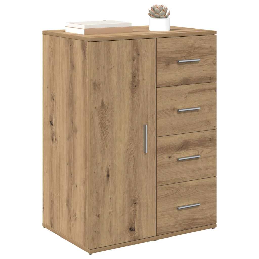 vidaXL Dressoir met lade Artisan Eiken 59 x 39 x 80 cm Bewerkt hout