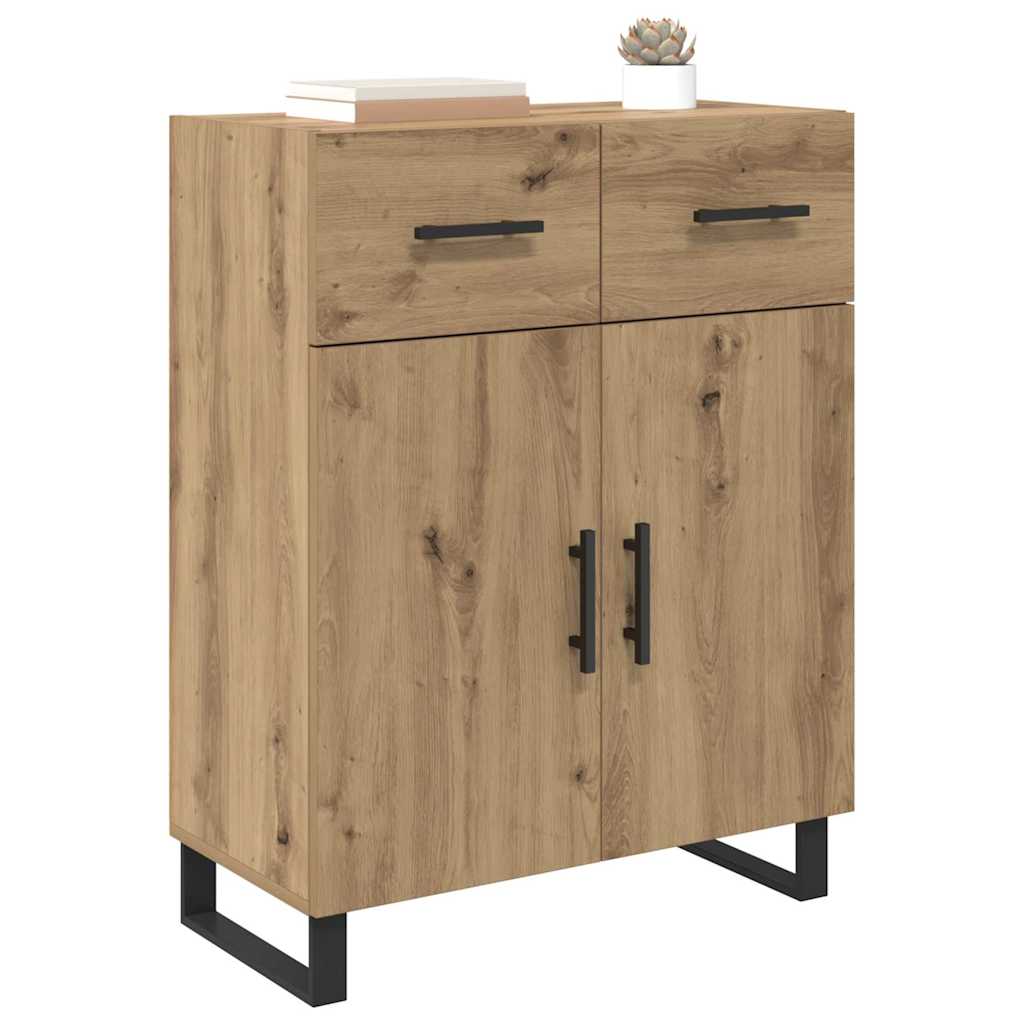 vidaXL Dressoir met lade Artisan Eiken 69,5 x 34 x 90 cm Bewerkt hout