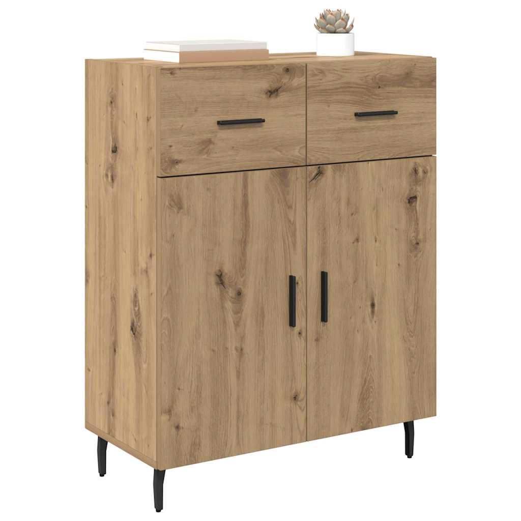 vidaXL Dressoir met lade Artisan Eiken 69,5 x 34 x 90 cm Bewerkt hout