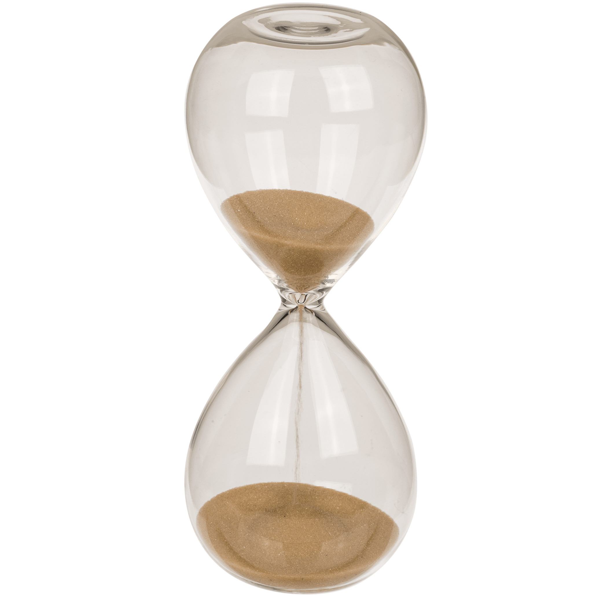 Out of the blue Zandloper 5 minuten - goud zand - 12,5 cm - van glas - Decoratie of spel zandlopers -