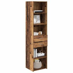 vidaXL Highboard met lade Oud Hout 45 x 42,5 x 185 cm Bewerkt hout