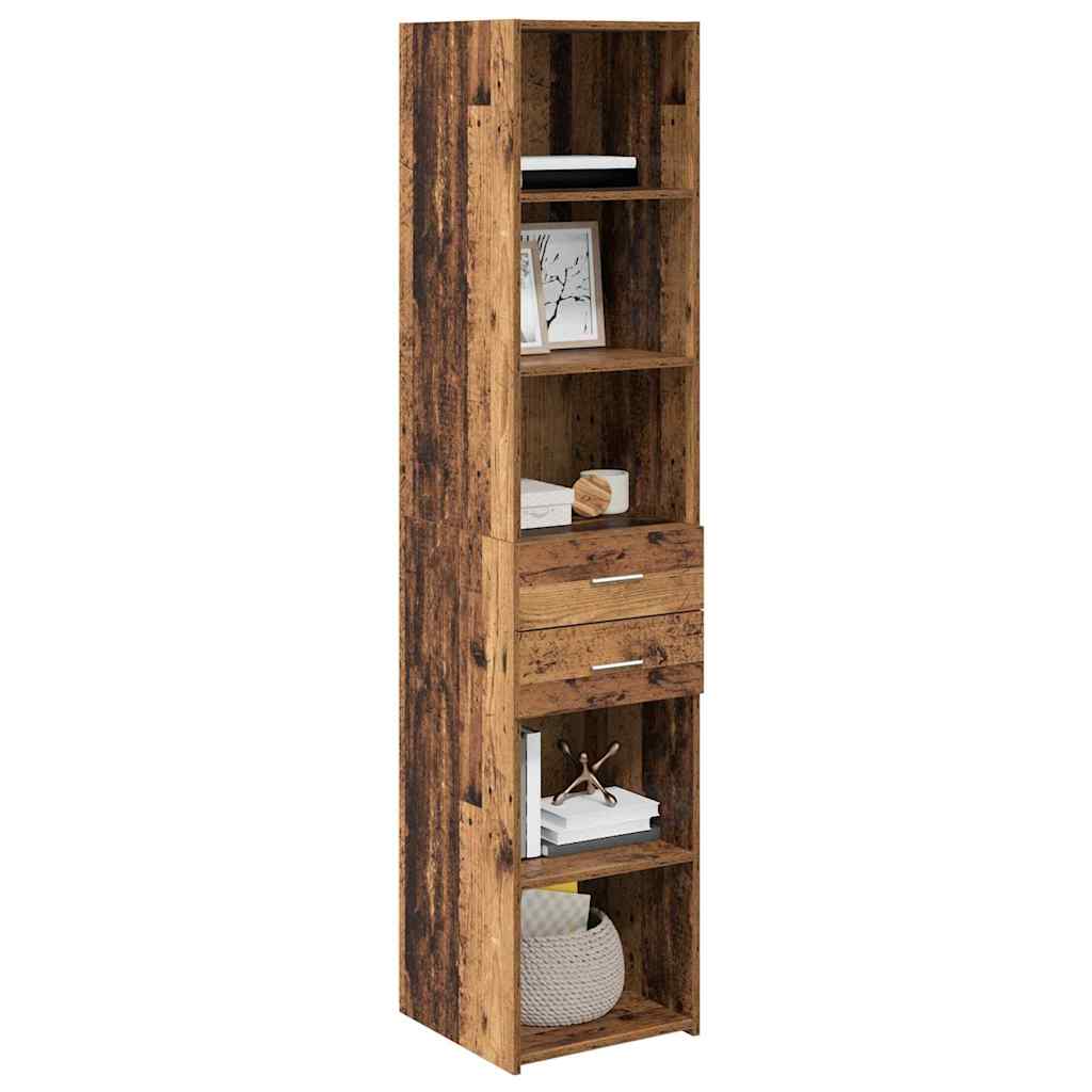 vidaXL Highboard met lade Oud Hout 40 x 42,5 x 185 cm Bewerkt hout
