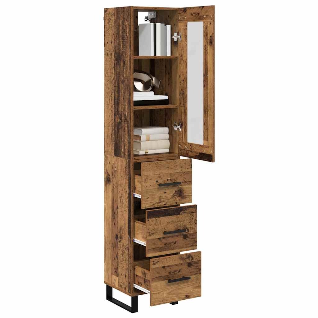 vidaXL Highboard met lade Oud Hout 69,5 x 34 x 180 cm Bewerkt hout