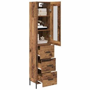 vidaXL Highboard met lade Oud Hout 34,5 x 34 x 180 cm Bewerkt hout