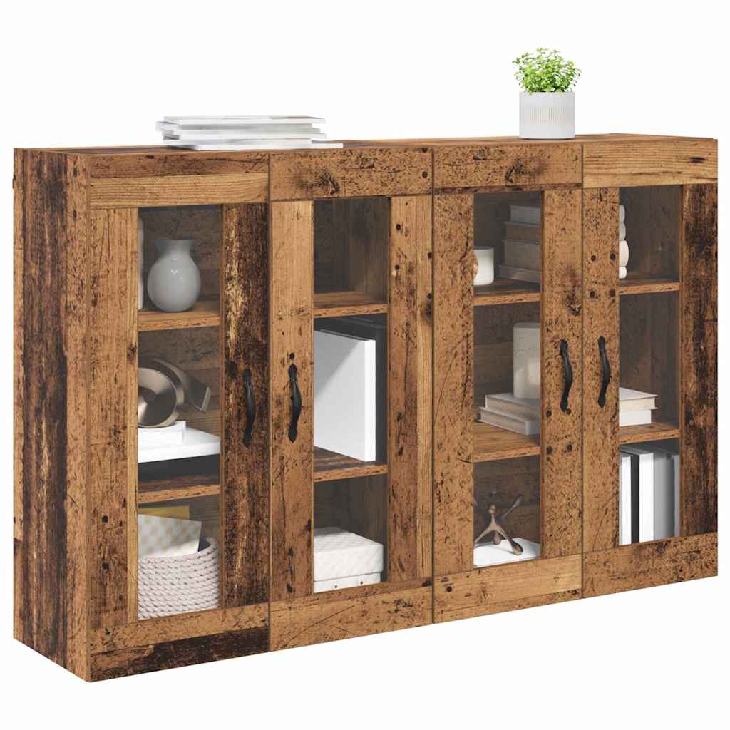 vidaXL Wandgemonteerde Kasten 2 pcs Oud Hout 69,5 x 34 x 90 cm