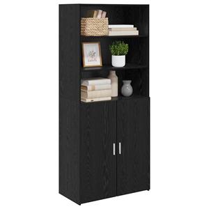 vidaXL Highboard Zwart Eiken 80 x 42,5 x 185 cm Bewerkt hout