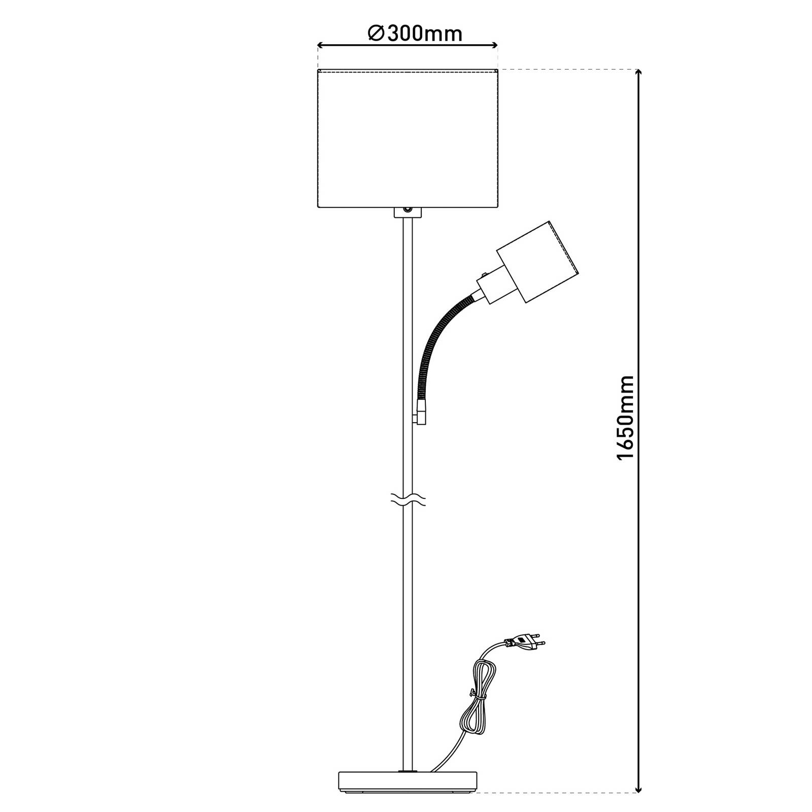 Naeve Leuchten Näve Vloerlamp Filomena, bruin/zilver, textiel, leesarm, E27, E14