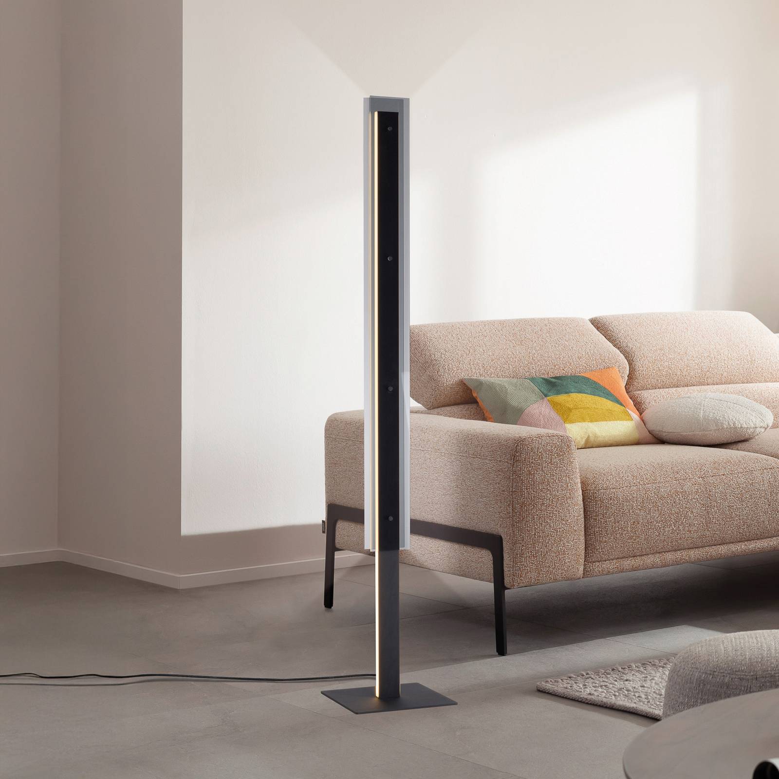 Schöner Wohnen LED vloerlamp Lena, ijzer, zwart, dimmer