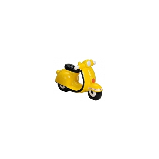 Merkloos Spaarpot scooter - geel - 20 x 10 cm - polystone - rubber dop - Vespa look -