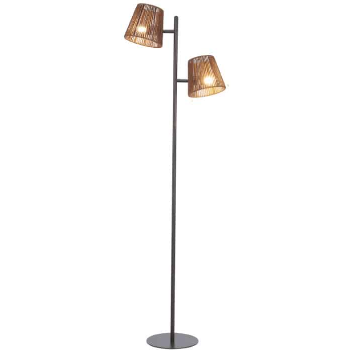 Sfeerlampen Vloerlamp Daan bruin 2 lichts 160cm